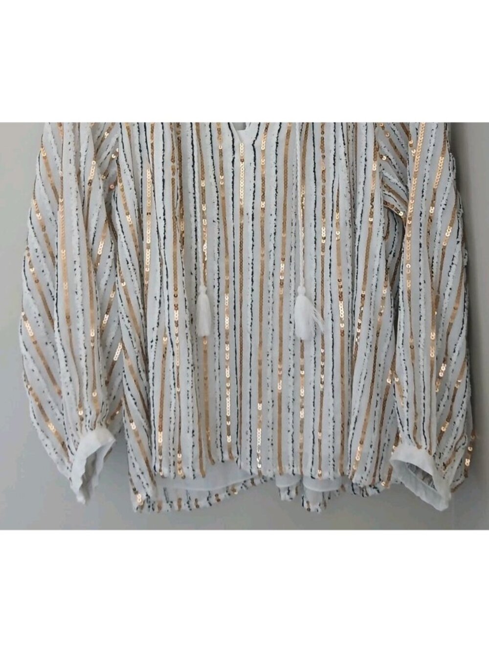 New Johnny Was Jade Eden Sequin Embellished Blouse - Picture 5 of 11